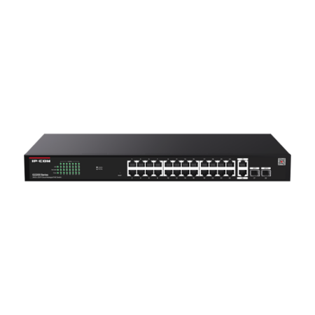 Switch 24 porturi PoE RJ45 Gigabit, 2 x RJ45 Gigabit, 2 x SFP Gigabit, Management, 1U - IP-COM G2228P-24-410W IP-COM - 1